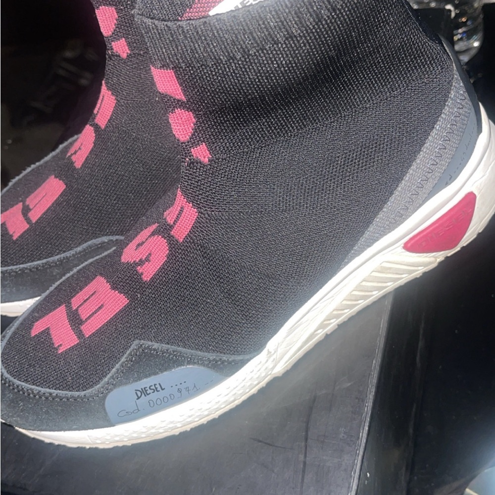 Diesel Black and Pink Sock Sneakers
